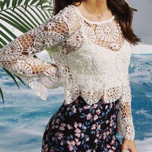 Kendall & Kylie Black Crochet Top